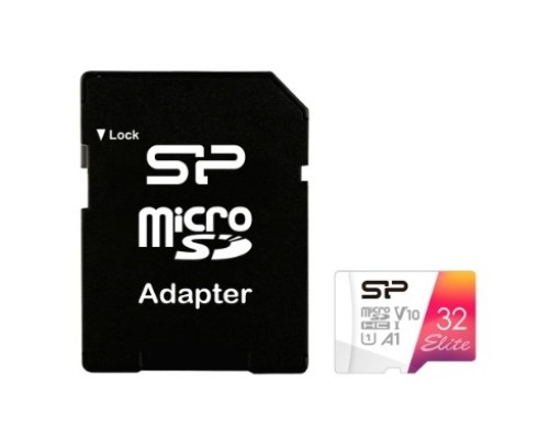 [Карта памяти ] Micro SecureDigital 32GB Silicon Power SDHC Class10  SP032GBSTHBV1V20SP  Elite + adapter