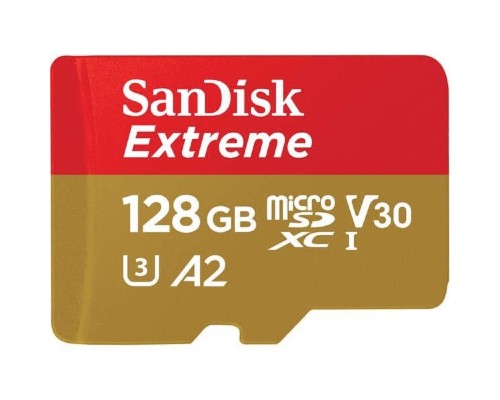 [Карта памяти ] Micro SecureDigital 128GB SanDisk microSDXC Class 10 UHS-I A2 C10 V30 U3 Extreme 190MB/s [SDSQXAA-128G-GN6MN]