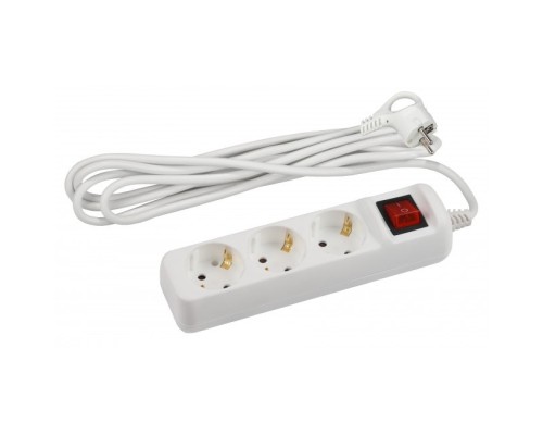 [ЭРА Удлинители бытовые, Сетевые фильтры] ЭРА Б0044041 Удлинитель электрический U-3es-5m-3x1,5 с заземлением с выключателем 3 розетки 5м ПВС 3x1,5мм2 16А
