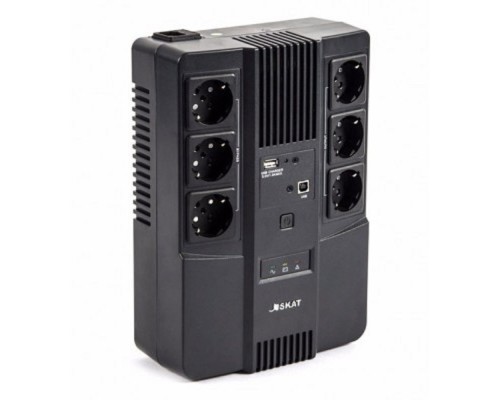 [Бастион ИБП] ИБП Бастион SKAT-UPS 800-AI-IN-1x9 {Line-interactive, 800/480Вт, USB/RJ-45, АКБ 1х 9Ач, сверху ЕВРО 3+3, реестр МПТ} (452)