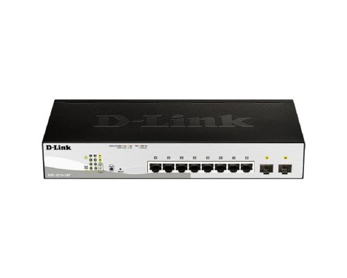 [Сетевое оборудование] D-Link DGS-1210-10P/F3A Настраиваемый L2 коммутатор с 8 портами 10/100/1000Base-T и 2 портами 1000Base-X SFP (8 портов PoE 802.3af/at, PoE-бюджет 65 Вт)  