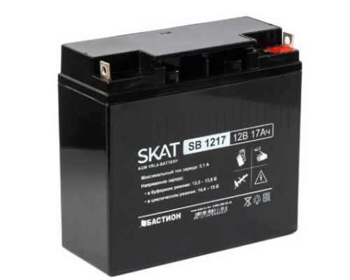 [Скат ] АКБ БАСТИОН SKAT SB 1217 AGM 12V 17Ач I зар.5,1А, B1 (под болт М5), гарантия 18 мес (2536)