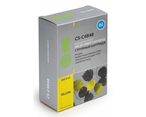 [расходные материалы] Картридж струйный Cactus CS-C4848 №80 желтый (400мл) для HP DJ 1050C/1055CM/1000