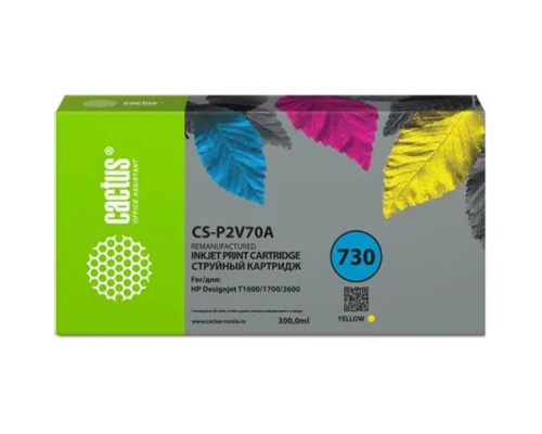 [расходные материалы] Картридж струйный Cactus CS-P2V70A №730 желтый (300мл) для HP Designjet T1600/1700/2600