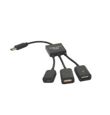 KS-is KS-319 Адаптер OTG 2xUSB 2.0 с доп. питанием microUSB F в USB Type C M 														