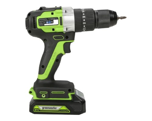 [Дрели, Шуруповерты, Гайковерты] Greenworks GD24DD60K2 Дрель-шуруповерт аккумуляторная, 24V, c 1хАКБ 2 Ач и ЗУ в кейсе [3704107UA]