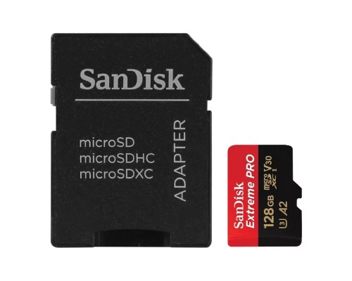 [Карта памяти ] Micro SecureDigital 128GB SanDisk Extreme Pro microSD UHS I Card 128GB for 4K Video on Smartphones, Action Cams & Drones 200MB/s Read, 90MB/s Write, Lifetime Warranty [SDSQXCD-128G-GN6MA]