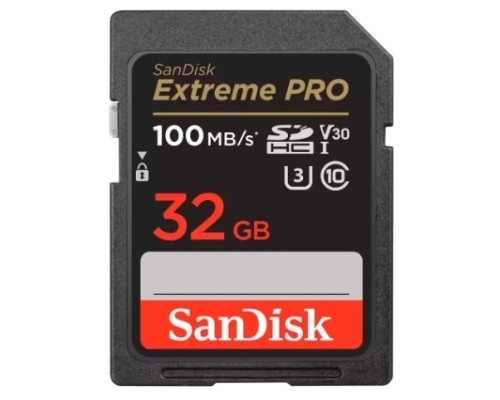 [Карта памяти ] SecureDigital 32GB SanDisk Extreme Pro SD UHS I  Card for 4K Video for DSLR and Mirrorless Cameras 100MB/s Read & 90MB/s Write, Lifetime Warranty