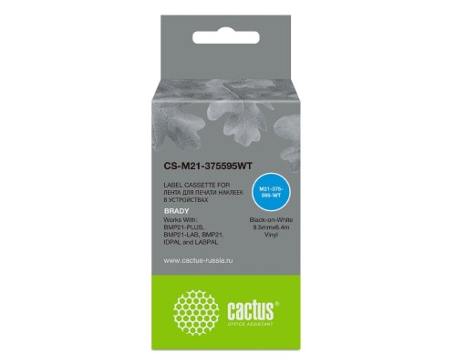 [расходные материалы] Картридж ленточный Cactus CS-M21-375595WT черный для Brady BMP21-PLUS, BMP21-LAB