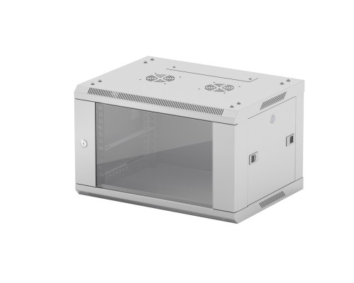 [Монтажный шкаф] NEOMAX Шкаф телекоммуникационный   настенный 9U (600х350), стеклянная дверь, замок (3шт) на ключе, разборный, цвет серый (1 коробка)[NCB-WM9U-6035GK3-100-GY]