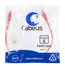 Cabeus PC-UTP-RJ45-Cat.6-0.5m-RD Патч-корд U/UTP, категория 6, 2xRJ45/8p8c, неэкранированный, красный, PVC, 0.5м