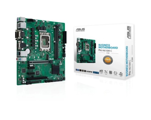 [Материнская плата] ASUS PRO H610M-C-CSM (Socket 1700, mATX, 2xDDR5(64GB), DP/DVI/HDMI, 1xPCIe 5.0x16/2xPCIe 3.0x1, 4xSATA 6Gb/s, 1xM2, 1xLAN, 1xCom, 2xUSB 3.0, 2xUSB 2.0, 2xPS/2)