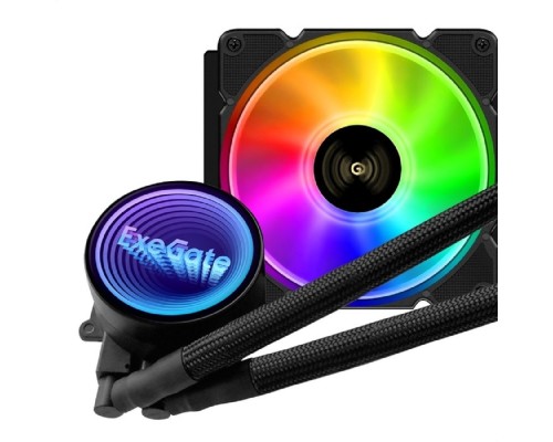 [Вентиляторы] Exegate EX293455RUS Комплект водяного охлаждения ExeGate BlackWater-120V2.PWM.RGB (RGB подсветка, LGA2066/2011/1366/1150/1151/1155/1156/1200/1700/AM4/FM1/FM2/FM2+/AM2/AM2+/AM3/AM3+, TDP 150W, Fan 120m
