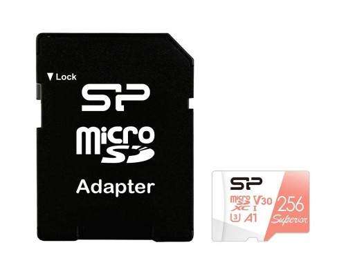 [Карта памяти ] Micro SecureDigital 256GB Silicon Power Superior A1 microSDXC Class 10 UHS-I U3 100/80 Mb/s (SD адаптер)