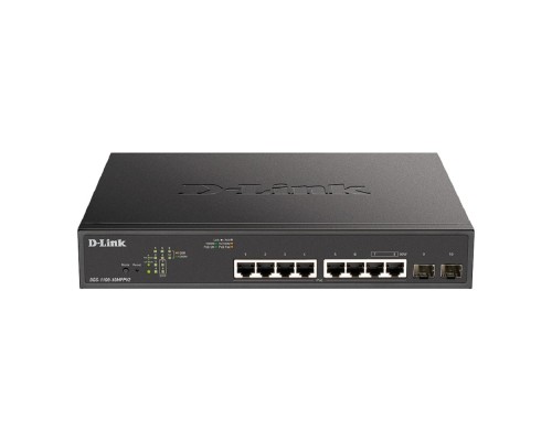 [Сетевое оборудование] D-Link DGS-1100-10MPPV2/A3A Настраиваемый L2 коммутатор с 8 портами 10/100/1000Base-T и 2 портами 1000Base-X SFP (порты 1-8 PoE 802.3af/at, порты 7-8 PoE 802.3bt, PoE-бюджет 242 Вт)