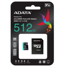 Micro SecureDigital 512GB A-Data AUSDX512GUI3V30SA2-RA1 Premier Pro + adapter Class10