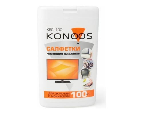 [Чистящие средства] Konoos KSC-100 Салфетки для экранов в компактной банке, 100 шт