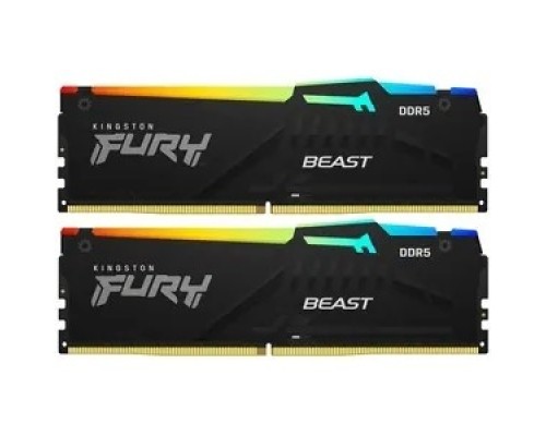 [Модуль памяти] Kingston 64GB 5200MT/s DDR5 CL40 DIMM (Kit of 2) FURY Beast RGB KF552C40BBAK2-64
