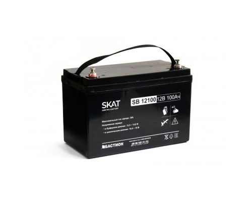 [Скат ] АКБ БАСТИОН SKAT SB 12100 AGM 12V 100Ач I зар.30А клеммы под болт М6,  гарантия 18 мес (2542)