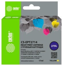 Картридж струйный Cactus CS-EPT2714 27XL желтый (17мл) для Epson WorkForce WF-3620/3640/7110/7210
