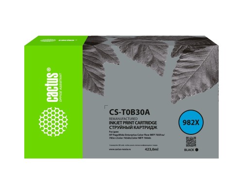 [расходные материалы] Картридж струйный Cactus CS-T0B30A 982X черный (423мл) для HP PageWide 765dn/780 Enterprise Color