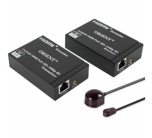 ORIENT VE045IR, HDMI extender (Tx+Rx), активный удлинитель до 60 м по витой паре Cat5e/6, HDMI 1.4а, 1080p@60Hz/3D, HDCP, доп. вых. HDMI, передача ИК сиг. упр.( IR-TX/Rx в компл), БП 5В/1А (31323) 
