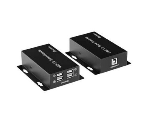 [переходник] ORIENT VE02U4P, USB2.0 extender, удлинитель до 50 м по витой паре Cat6/6е, USB2.0 хаб 4 порта, питание от внешнего БП (31322)