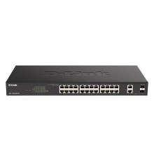 D-Link DGS-1100-26MPV2/A3A Настраиваемый L2 коммутатор с 24 портами 10/100/1000Base-T и 2 комбо-портами 1000Base-T/SFP (24 порта PoE 802.3af/at, PoE-бюджет 370 Вт)