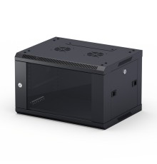 NEOMAX Шкаф телекоммуникационный   настенный 6U (600х450), стеклянная дверь, замок-ключ (3 шт), разборный, цвет черный (1 коробка)[NCB-WM6U-6045GK3-100-BK]