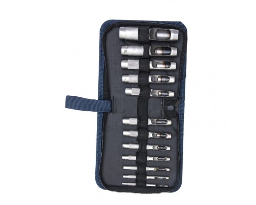 [Съемники] СИБРТЕХ Набор пробойников для кожи 3, 4, 5, 6, 7, 8, 9, 10, 12, 14, 16, 19 мм, 12 шт, чехол [18312]