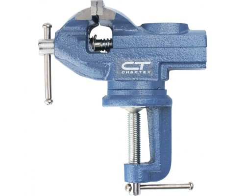 [Тиски] СИБРТЕХ Тиски слесарные, настольные, поворотные, ширина рабочих губок 65мм, наковальня [18672]