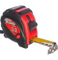 MATRIX Рулетка Status magnet 3 fixations, 5 м х 25 мм, обрезиненный корпус, зацеп с магнитом [31005]