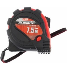 MATRIX Рулетка Status magnet 3 fixations, 7,5 м х 25 мм, обрезиненный корпус, зацеп с магнитом [31006]