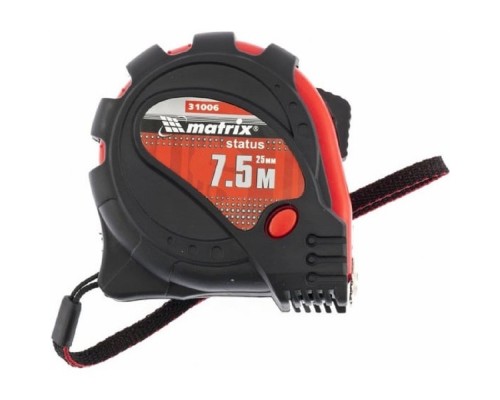 [Лазерные дальномеры, уровни, детекторы] MATRIX Рулетка Status magnet 3 fixations, 7,5 м х 25 мм, обрезиненный корпус, зацеп с магнитом [31006]