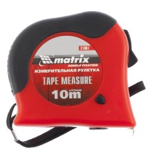 MATRIX Рулетка Double fixation, 10 м х 25 мм, обрезиненный корпус, двойная плавная фиксация [31061]