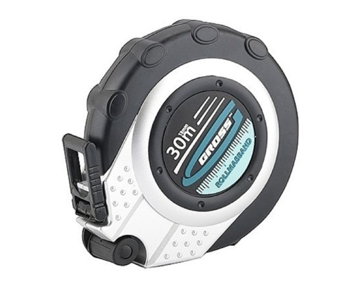 [Лазерные дальномеры, уровни, детекторы] GROSS Рулетка геодезическая 30 м х 13 мм, закр. корп., металл. лента, нейлон [31252]