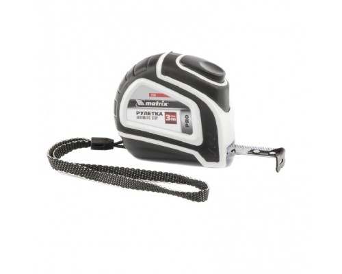 [Лазерные дальномеры, уровни, детекторы] MATRIX Рулетка Autostop, 3 м х 16 мм, двухкомпонентный корпус, автоматическая фиксация, PRO [32550]