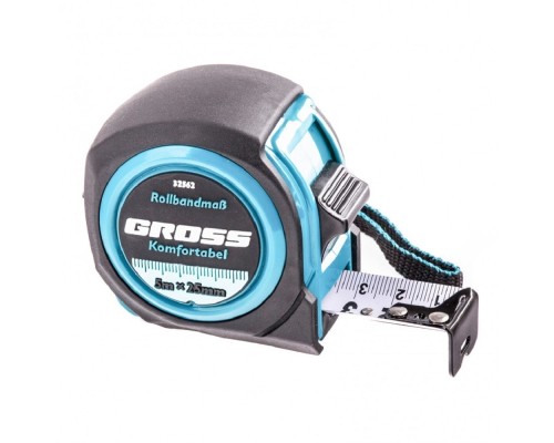 [Лазерные дальномеры, уровни, детекторы] GROSS Рулетка Komfortabel, 5 м х 25 мм, обрезиненный корпус [32562]