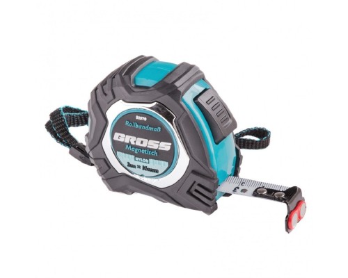 [Лазерные дальномеры, уровни, детекторы] GROSS Рулетка Magnetisch, 3м х 16мм,обрезин. корпус,автоматич. фиксация, нейлон. покр.,магн. зацеп [32570]