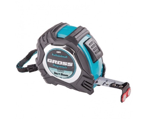[Лазерные дальномеры, уровни, детекторы] GROSS Рулетка Magnetisch, 5м х 19мм, обрезин. корпус,автоматич. фиксация, нейлон. покр.,магн.зацеп [32571]