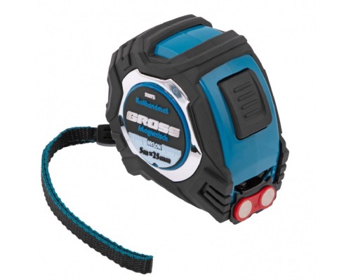 [Лазерные дальномеры, уровни, детекторы] GROSS Рулетка Magnetisch, 5м х 25мм, обрезин. корпус,автоматич. фиксация, нейлон. покр.,магн.зацеп [32572]