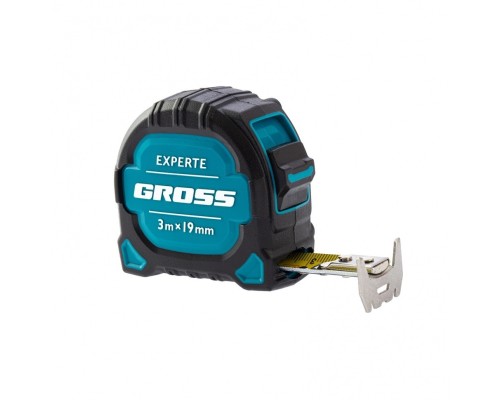 [Лазерные дальномеры, уровни, детекторы] GROSS Рулетка Experte, 3 м x 19 мм, двухкомпон. корпус, магнит, двухстор. разметка, нейлон [32574]