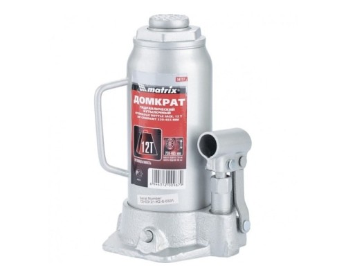 [Домкраты] MATRIX Домкрат гидравлический бутылочный, 12 т, h подъема 230–465 мм [50727]