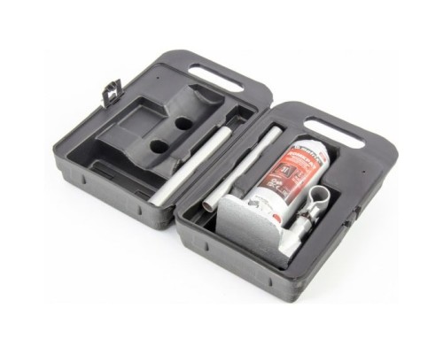 [Домкраты] MATRIX Домкрат гидравлический бутылочный, 3 т, h подъема 194–372 мм, в пласт. кейсе [50752]