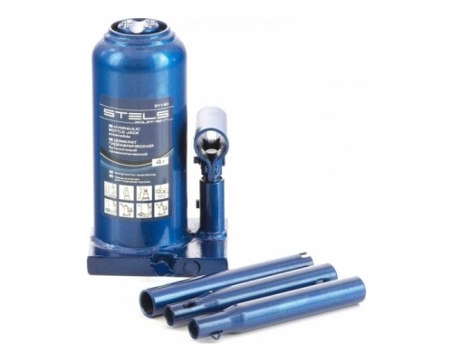 [Домкраты] STELS Домкрат гидравлический бутылочный телескопический, 4 т, h подъема 190–480 мм [51140]