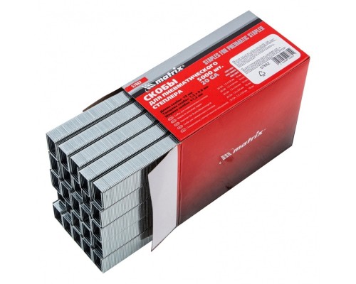 [Компрессоры] MATRIX Скобы для пнев. степл., 19 мм, шир. - 1,2 мм, тол. - 0,6 мм, шир. скобы - 11,2 мм, 5000 шт [57662]