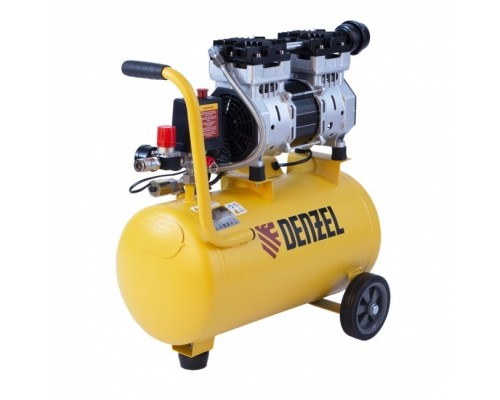 [Компрессоры] Denzel Компрессор DLS950/24 безмаслянный малошумный  950 Вт, 165 л/мин,ресивер 24 л [58026]