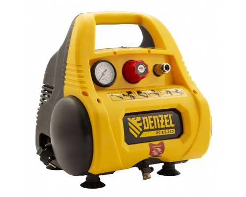 [Компрессоры] Denzel Компрессор воздушный безмасляный РС 1/6-180, 1,1 кВт, 180 л/мин, 6 л [58057]