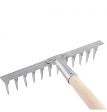 СИБРТЕХ Грабли, нержавеющая сталь, 290х1300 мм, 12 витых зубьев, деревянный черенок, Россия [61754]
