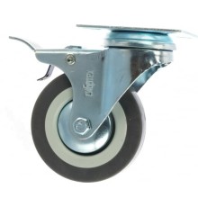 СИБРТЕХ Колесо поворотное с тормозом, диаметр 75 мм, крепление  платформенное [68720]